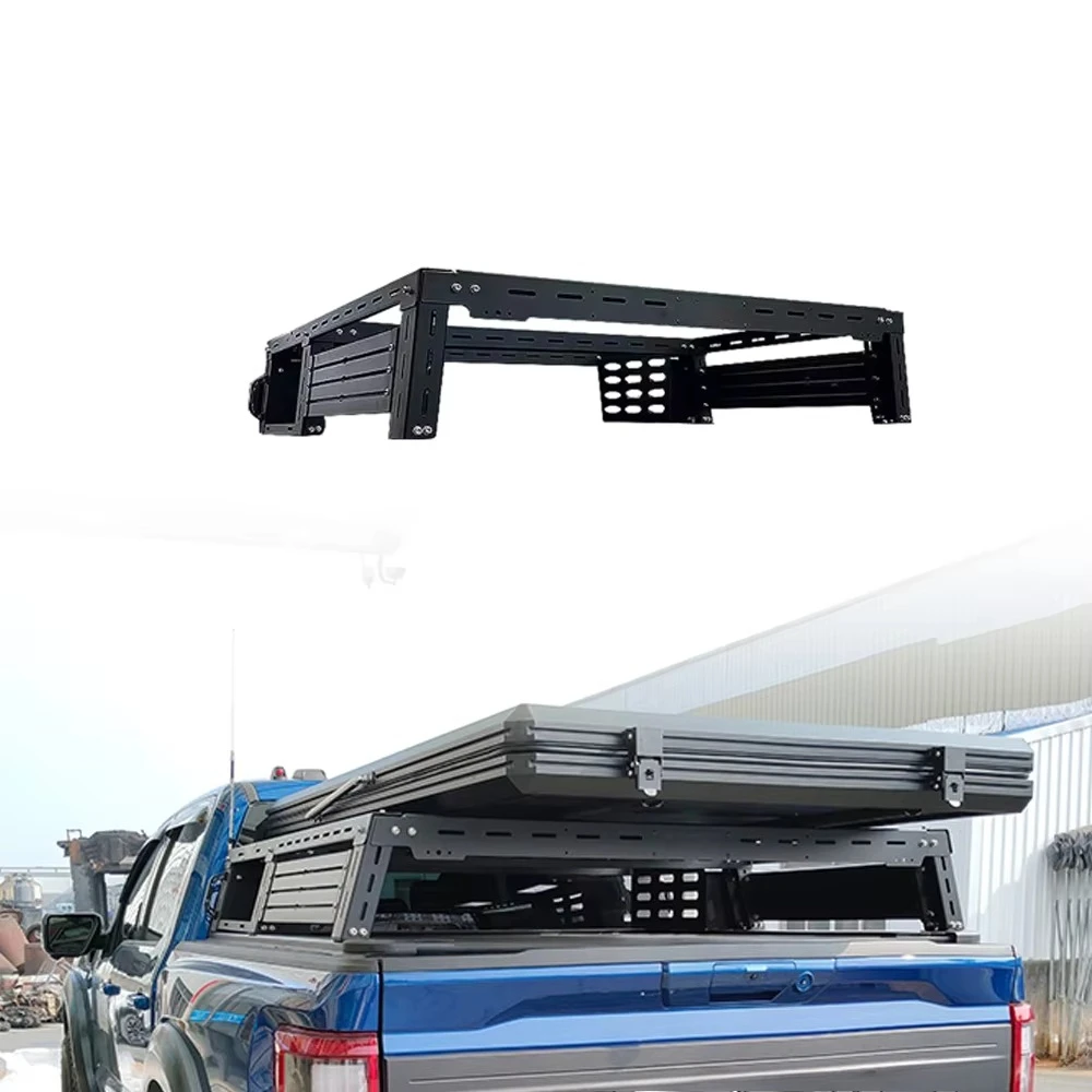 F150 / 툰드라 / 램1500 / 램 1500 TRX용 범용 조절식 롤바 알루미늄 합금 캐리어 케이지 트럭 베드 랙