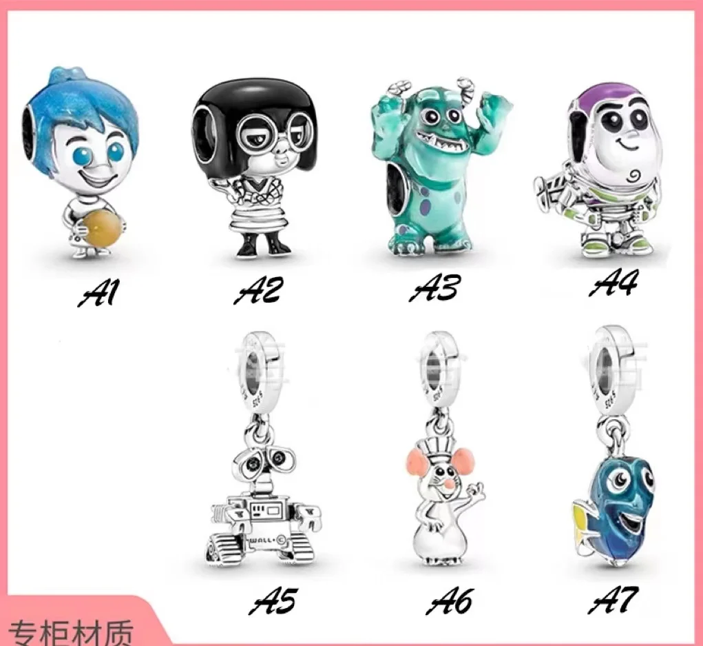 

pan Sterling Silver S925 silver bracelet DIY beads jewelry accessories dis n Pixar Series Q version Pendant Beads
