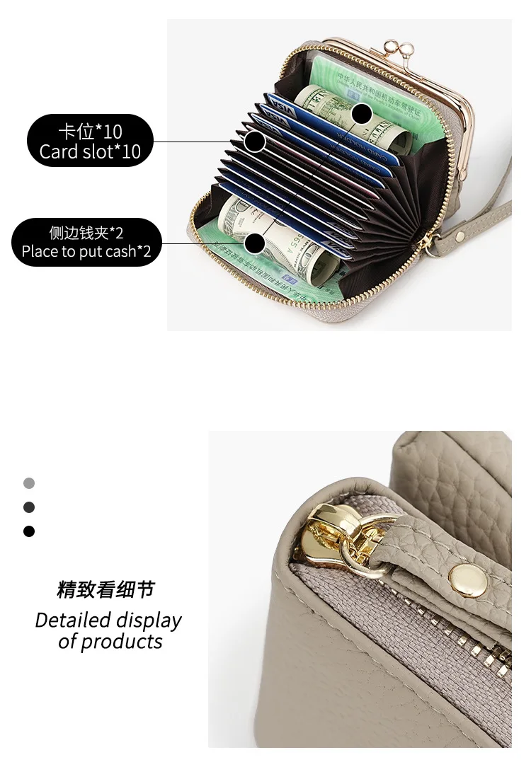 2025, neue kurze Geldbörse aus echtem Leder, Kreditkartenetui, Damen-Geldbörsen, Mini-Clutch aus Rindsleder – Detail 6