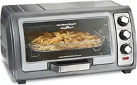 Beach Toaster Oven Air Fryer Combo with Large Capacity, Fits 6 Slices or 12” Pizza, 4 Cooking Functions for Convection, 1