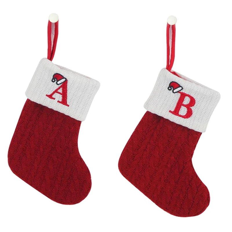 

Вязаные носки с алфавитом для фестиваля, украшения для деревьев, украшения для дома, праздничные подарочные носки, простота в использовании