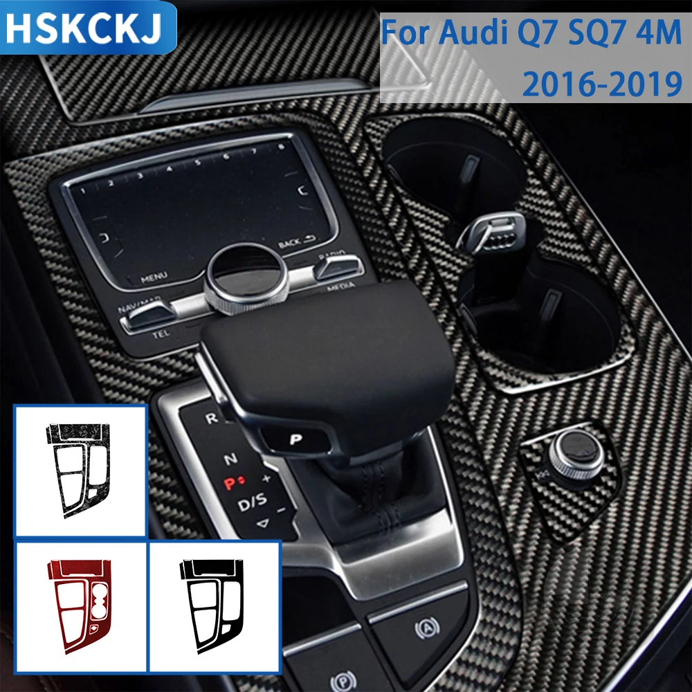 

For Audi Q7 SQ7 4M 2016 2017 2018 2019 Accessories Carbon Fiber Car Interior Gear Surround Frame Trim Sticker