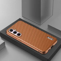 Enhanced Carbon Fiber Armor Hybrid Phone Case - Durable Back Cover with Sleek Design for Samsung A57 5G (Brown)