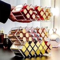 Acrylic Lipstick Holder Organizer 10/16 Slots Clear Lip Gloss Fish Shape Tower Case Display Stand Storage Box Makeup Cosmetic 1