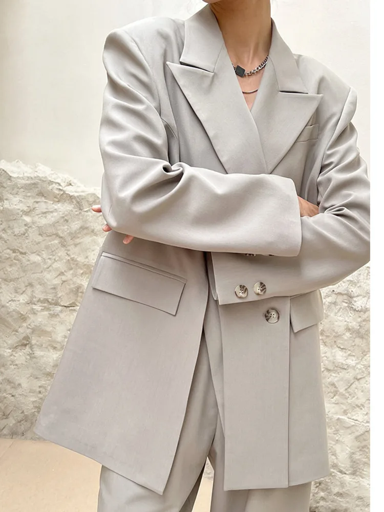 BZVW Designer Fashion Split Blazer For Women Coat 2023 New Trend Long Sleeve Solid Color Temperament Versatile Blazers 7AB368