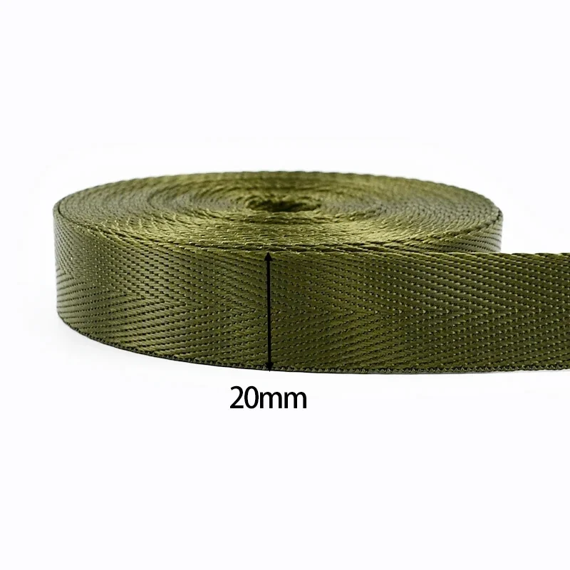 Durable Army Green Nylon Webbing Strap for DIY Projects and Accessories