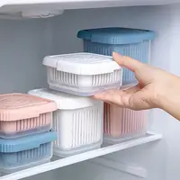 Plastic Kitchen Gadget Thick Double Layer Sealed Ginger Container Fruit Storage Containers Vegetable Tray Fridge Storage Box 2
