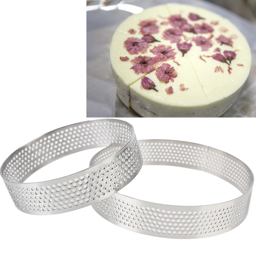 Oewnvmd 6-Pack Steel Tartlet Cutters - 10cm Perforated Mousse & Cake Molds - View #4
