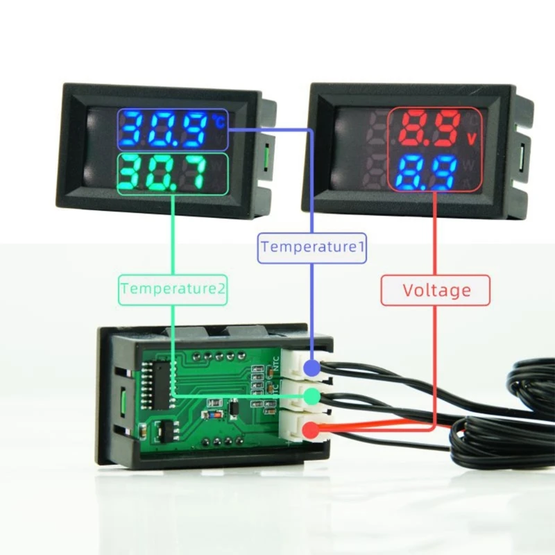 Digital Thermometer Dual Display-50℃-120℃ 4-28V for Car Room Indoor Refrigerator