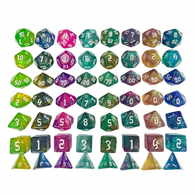 

7Pcs Two Colors Polyhedral Dice Set D4 D6 D8 D10x2 D12 D20 Digital Dice for TRPG Entertainment Board Table Games