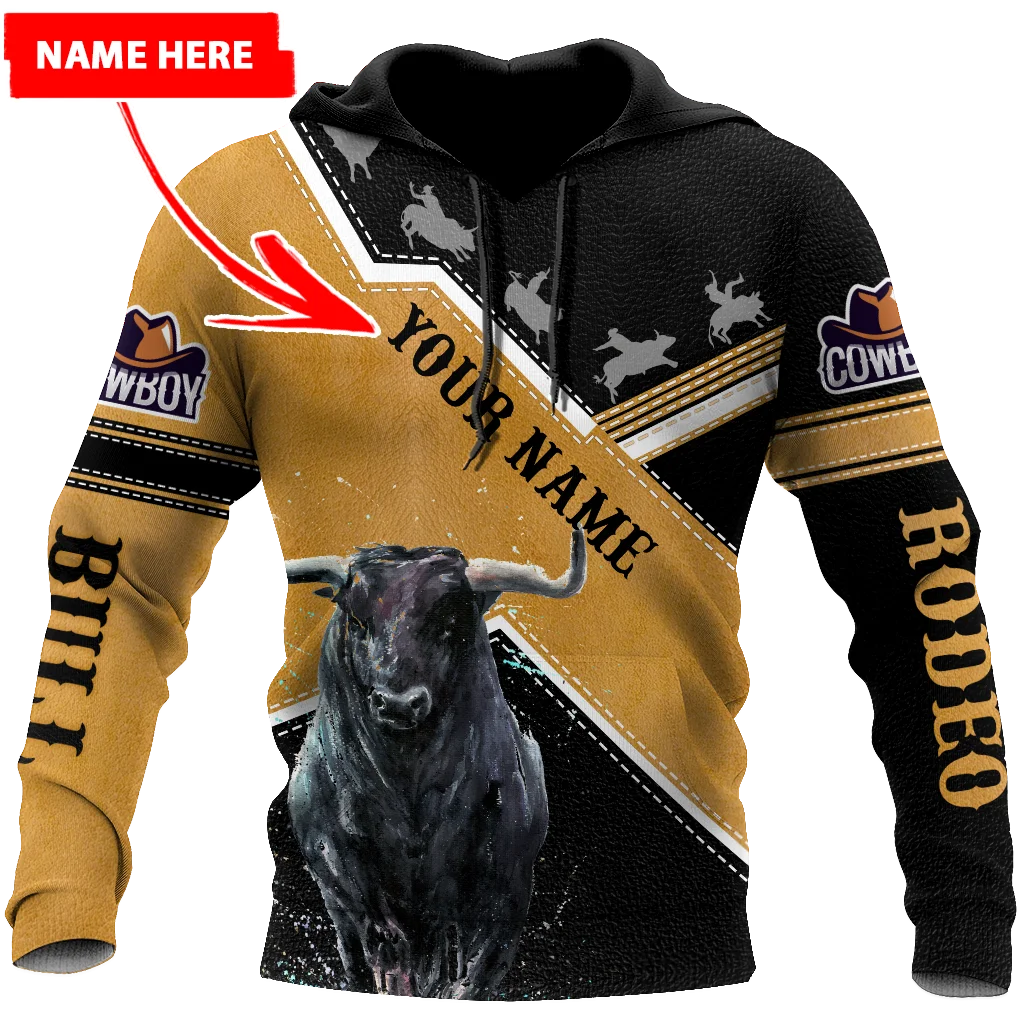 Personalized Name Bull Riding 3D All Over Printed Men Hoodie Unisex Hooded sweatshirt Streetwear Casual zipper hoodies DK436