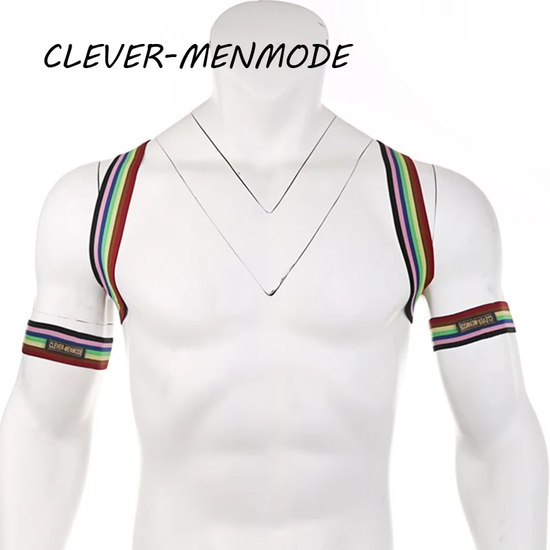 Mens Colorful Muscle Belt Straps Rainbow Harness Bondage Fetish Shoulder Body Chest Hombre Candy Colors Belt