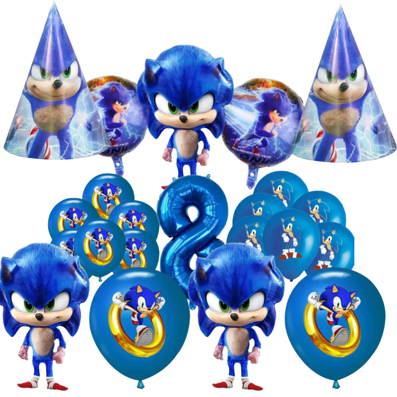 Ballons Sonic Kasgehog pour anniversaire, décoration de fête