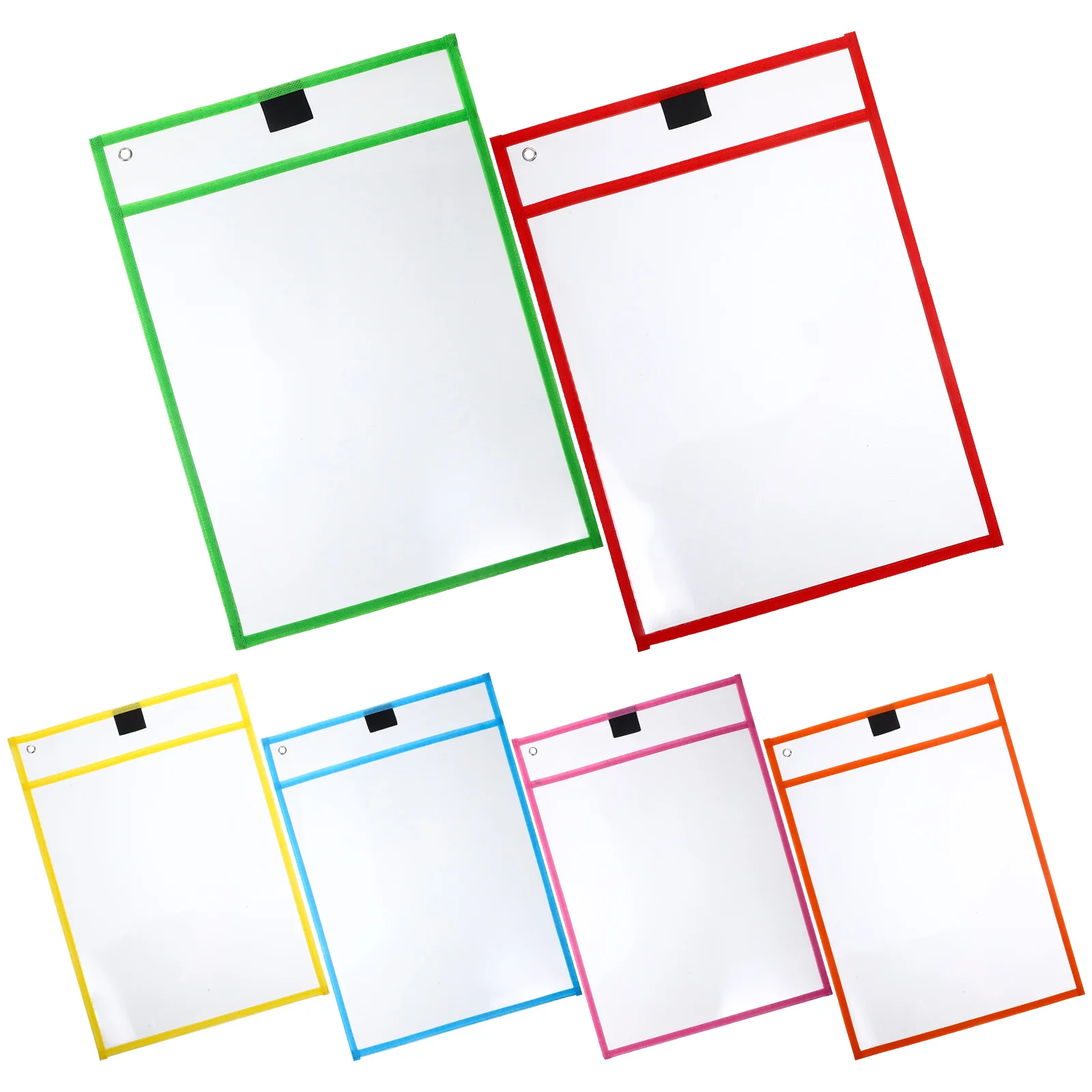 Maniche tascabili cancellabili a secco per insegnanti-confezione da 6, plastica riutilizzabile, colori assortiti, 13.8X9.8 pollici