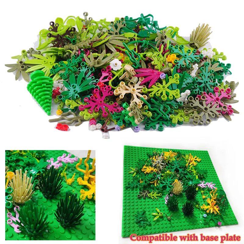 Creative Garden Plants Jungle MOC Building Blocks Tree/Flower/Grass Bricks Educational Toys Kids DIY Gift Compatible Base Plate