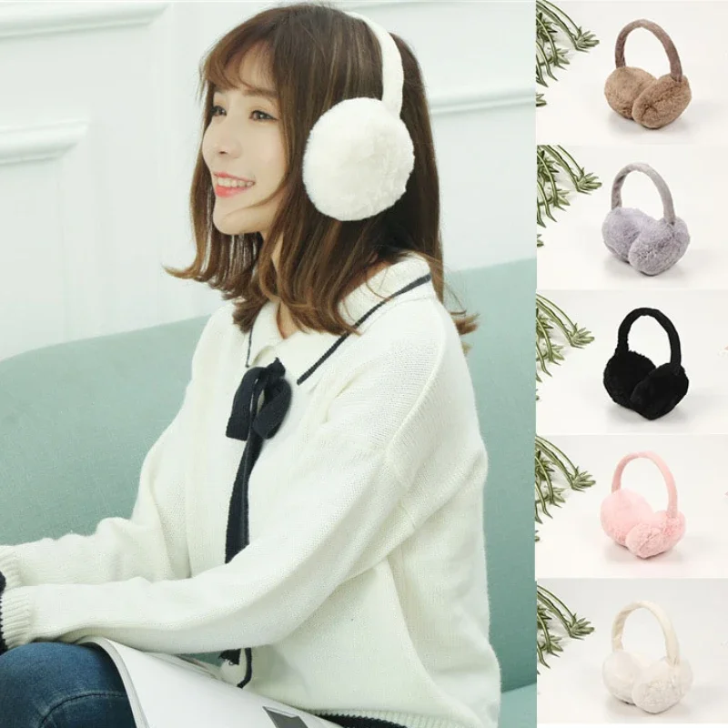 Soft Plush Ear Warm Winter Folded Earmuffs for Women Men Fashion Solid Earflap Outdoor Cold Protection Antifreeze Ear Cover warm earmuffs