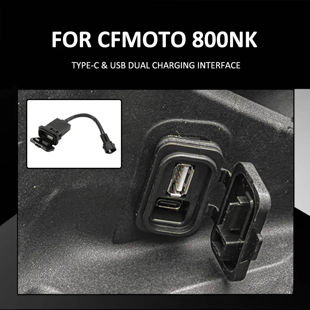 

For CFMOTO CF800NK 800NK 800 NK Motorcycle Waterproof Quick Charger Type-C USB Dual Interface Power Transfer Socket Impulse Port