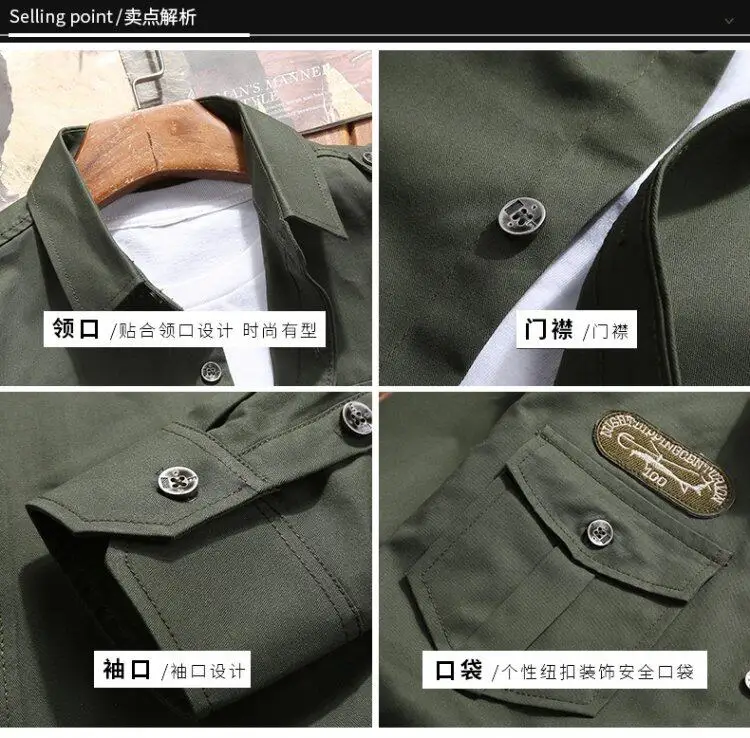 Men's Shirt Casual Fashion Hiking Mountain Climbing Fishing lapel Embroidered Loose Top Outdoor Sports Long Sleeve Cargo T-Shirt