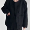 Mens Solid Color High-End Jacket Autumn And Winter New Style Raw Edge Design Collarless Loose Top Korean Style Trendy Jacket 4