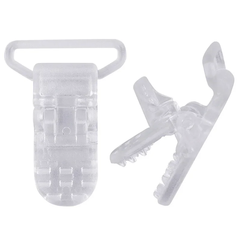 2 Pack Multi-purpose T-Shaped Plastic Fake Pacifier Clip Badge Craft Clip Transparent