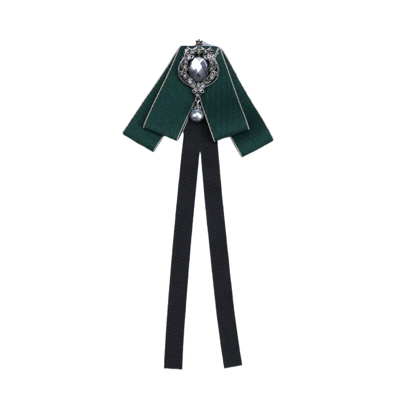 Handgemachte Neue Retro Band Frauen Lange Bowtie Diamant Mädchen Bowknot Fliege Krawatte Kristall Brosche Pin Mode Schmuck Zubehör – Detail 10