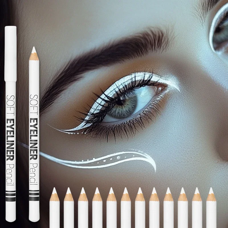 Matita Eyeliner Bianca Impermeabile, Liscia e Facile da Applicare, Lunga Durata, Illuminante per Occhi, Strumento di Trucco alla Moda per un'Applicazione Uniforme - immagine 4
