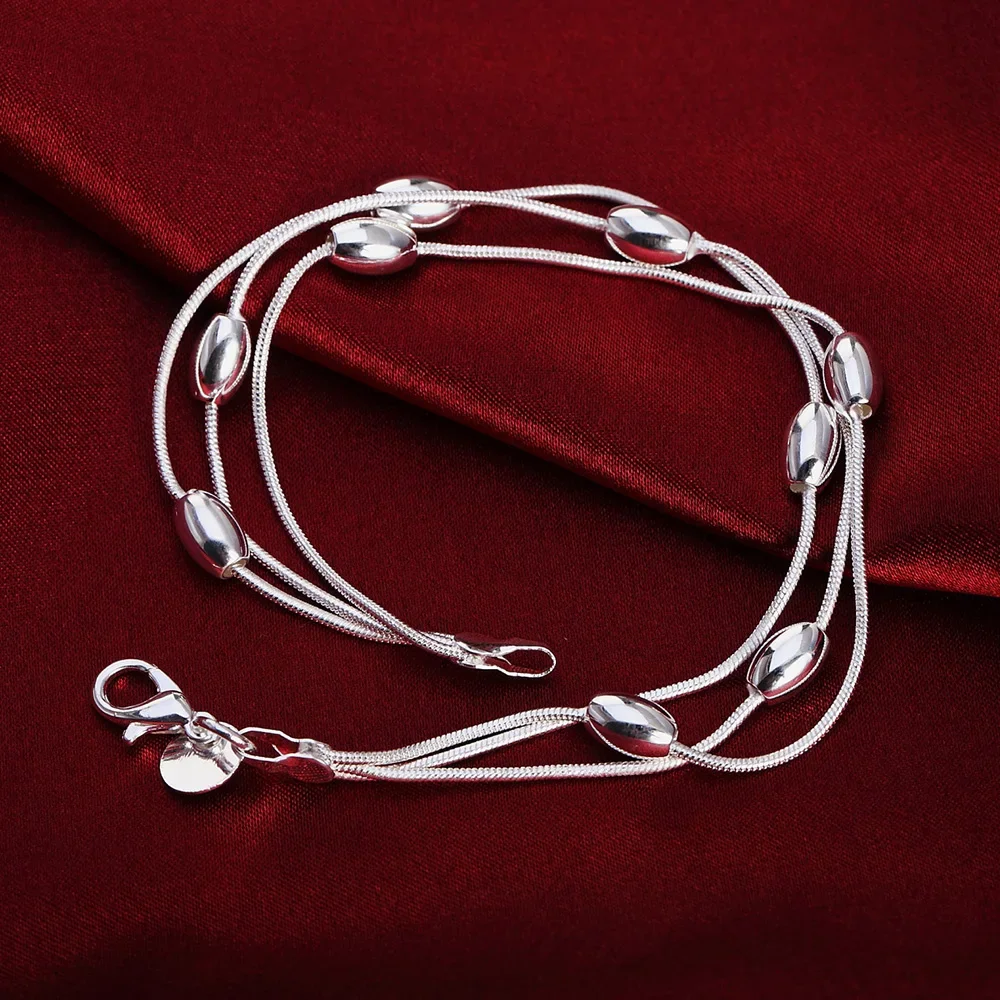 Charms beads Chain Beautiful bracelet silver color fashion for women Wedding nice jewelry 925