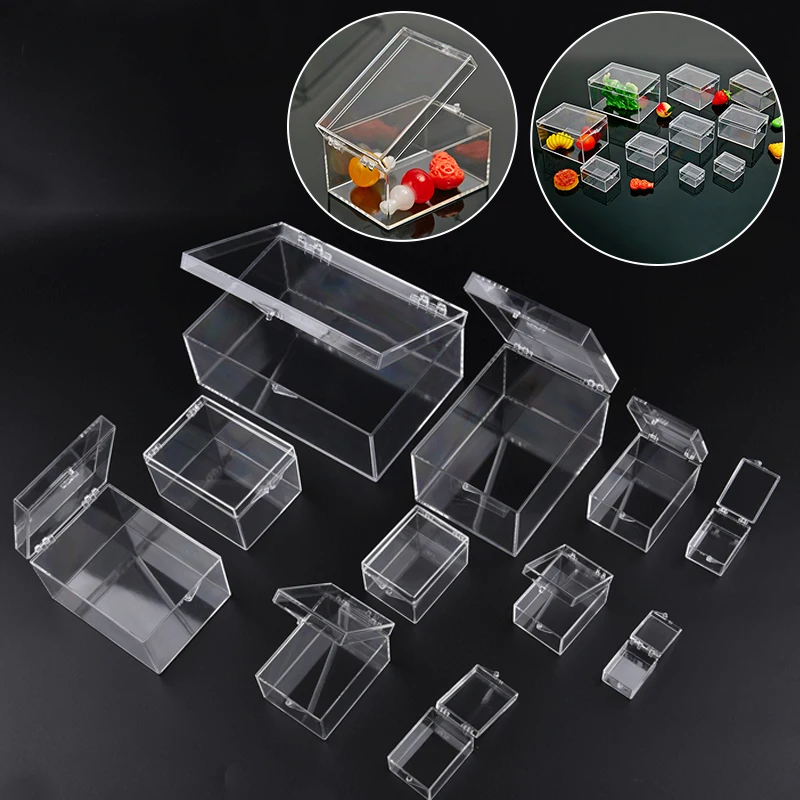 Mini Boxes Rectangle Clear Plastic Jewelry Crafts Storage Case Container  Square Collection Display Small Packing Box Dustproof