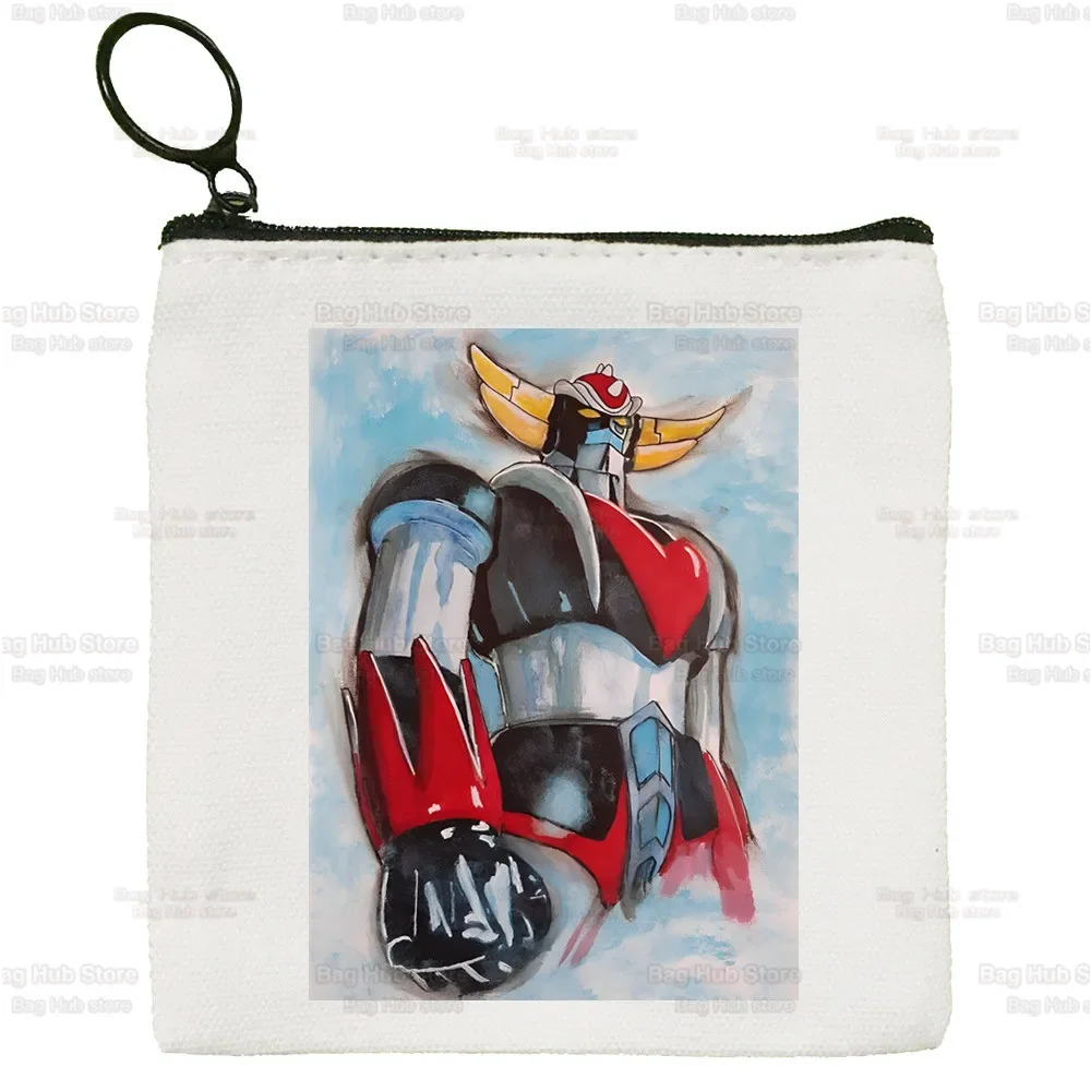 Coin Purse Manga Goldorak Ufo Robo Anime Canvas Bag Pure White Bag Mazinger Grendizer Zipper Bag Coin Coin Clutch
