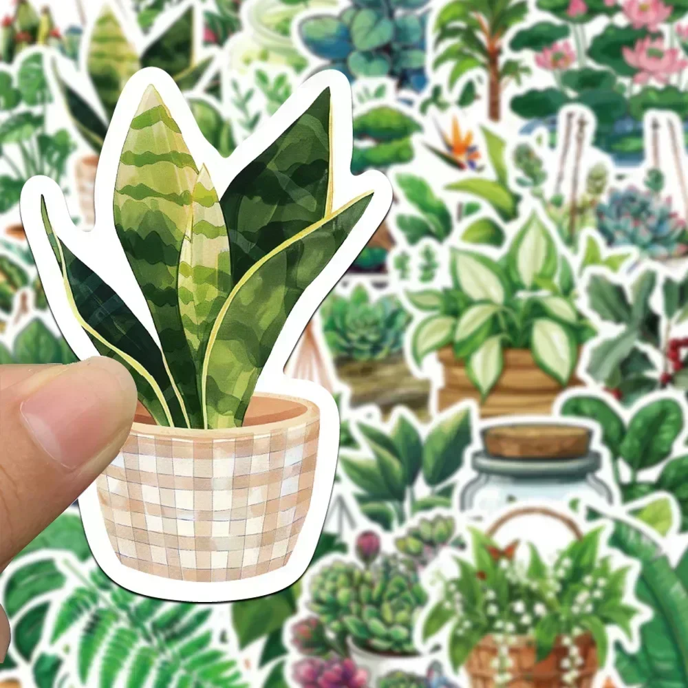 50-100Pcs Plant Flowerpot Waterproof Graffiti Sticker Aesthetic Decorative Luggage Laptop Phone Guitar Scrapbook Kids Stickers