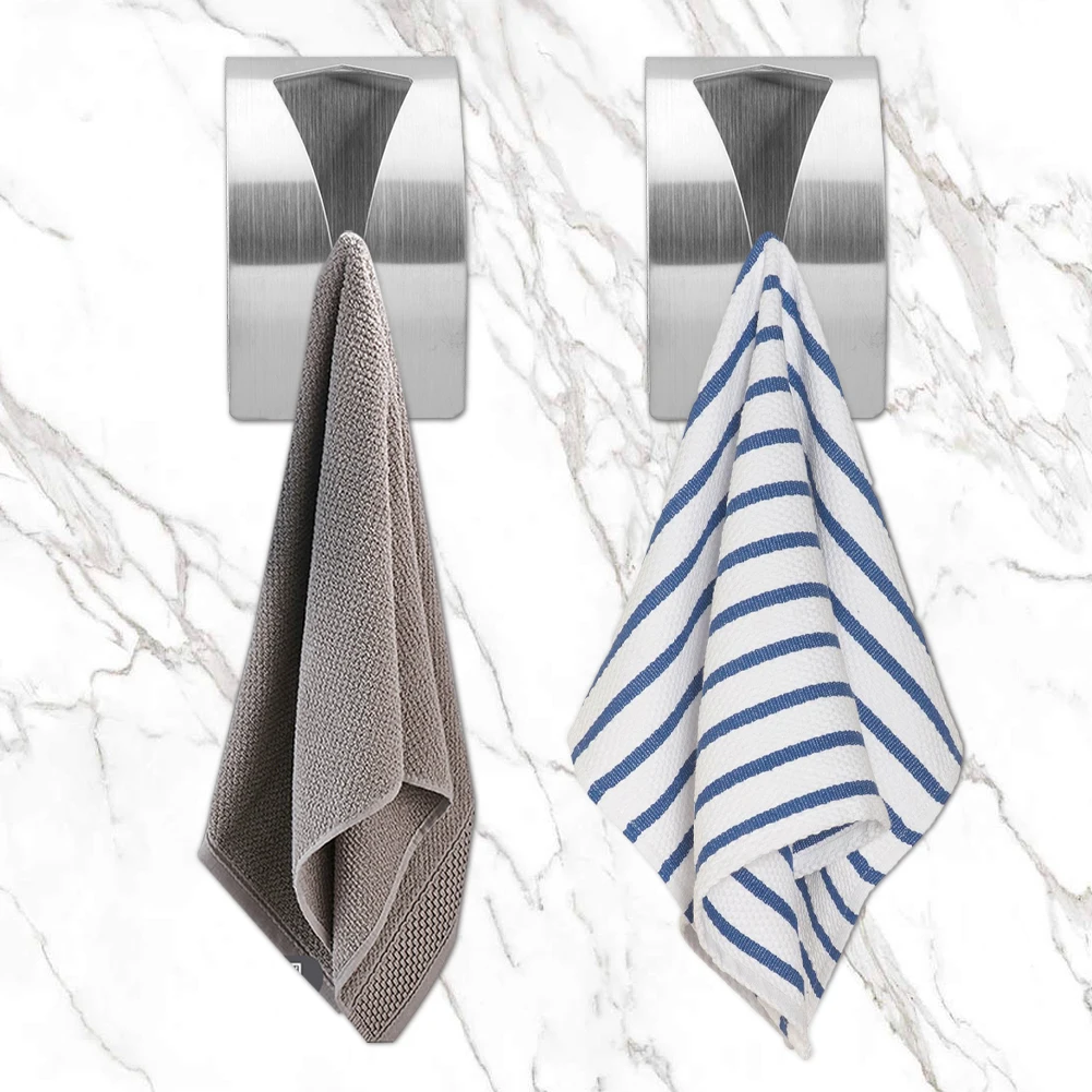 4pcs Towel Hook Stainless Steel Clamp Grabber Silver Hanger Home Bathroom Self Adhesive Hotel Towel Hanging Hook Kitchen Clip self adhesive hooks multifunctional hooks kitchen hook self adhesive wall hooks bathroom organizer home storage accessories