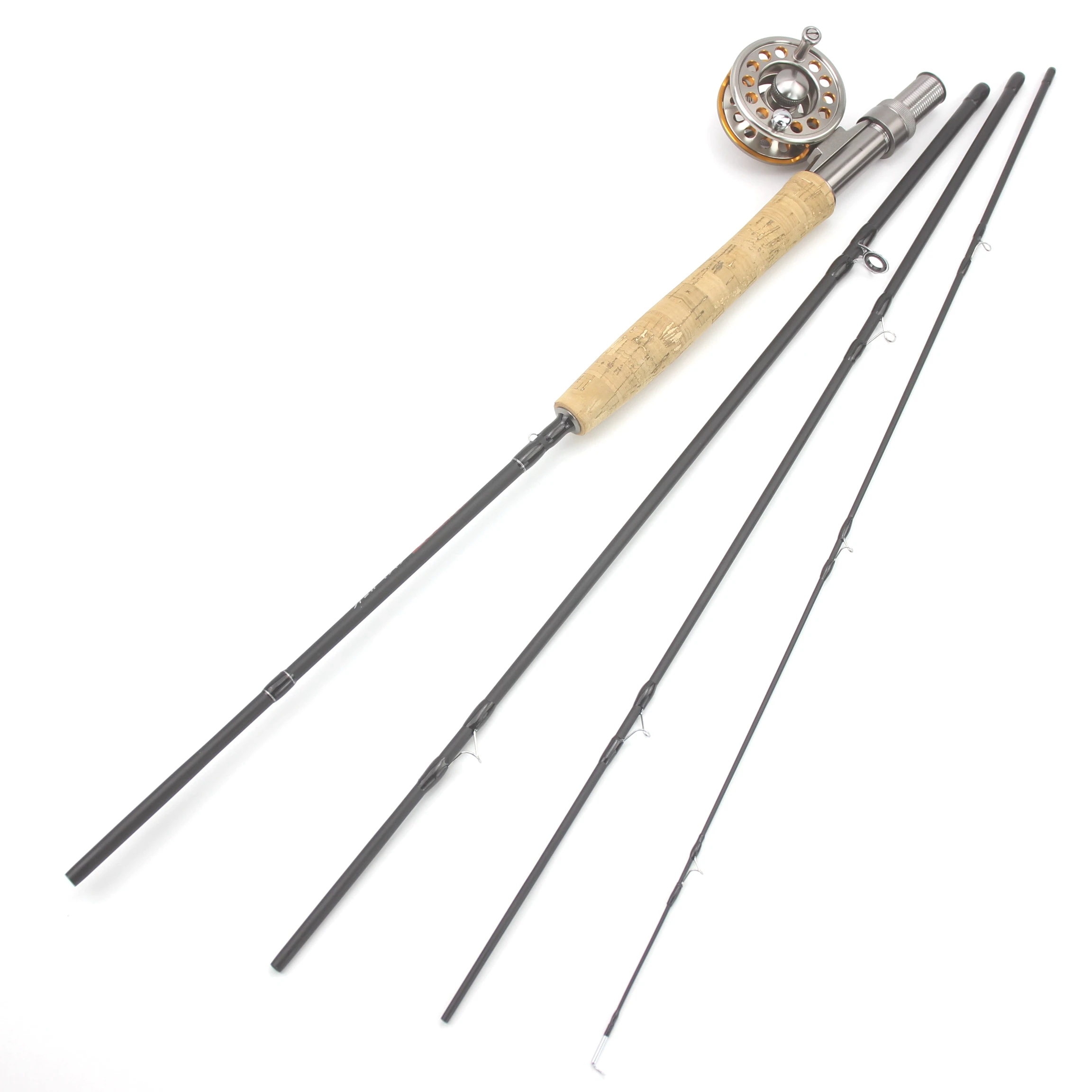 NEW 8ft 9ft Fly Fishing Rod Reel Combos 4 Section Portable Carbon Trout