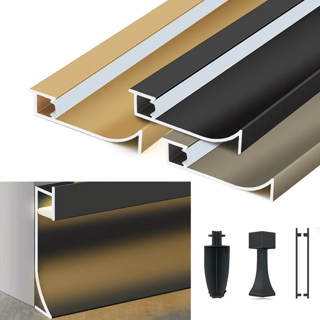 0.5/1 m/pz H65Mm battiscopa Led grigio/oro profilo in alluminio pavimento  angolo decorazione della parete proteggere Base bordo con  retroilluminazione a Led - AliExpress