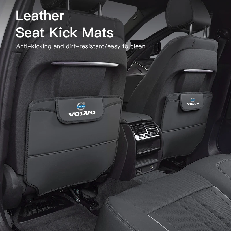 볼보 Xc60 Xc90 V40 V60 S60 V50 V90 S80 C40 XC40 V70 XC70 C30 C70 R디자인 PU 가죽 카시트 등받이 어린이용 안티킥 패드