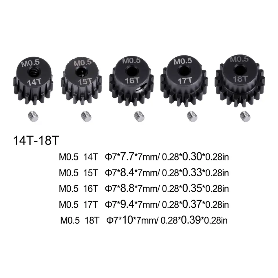 M0.5 2mm Shaft 14T-18T Metal Pinion Gear, for LOSI 1/18 1/24 Micro-B Buggy, RC Car Motor Accessories Part image 3