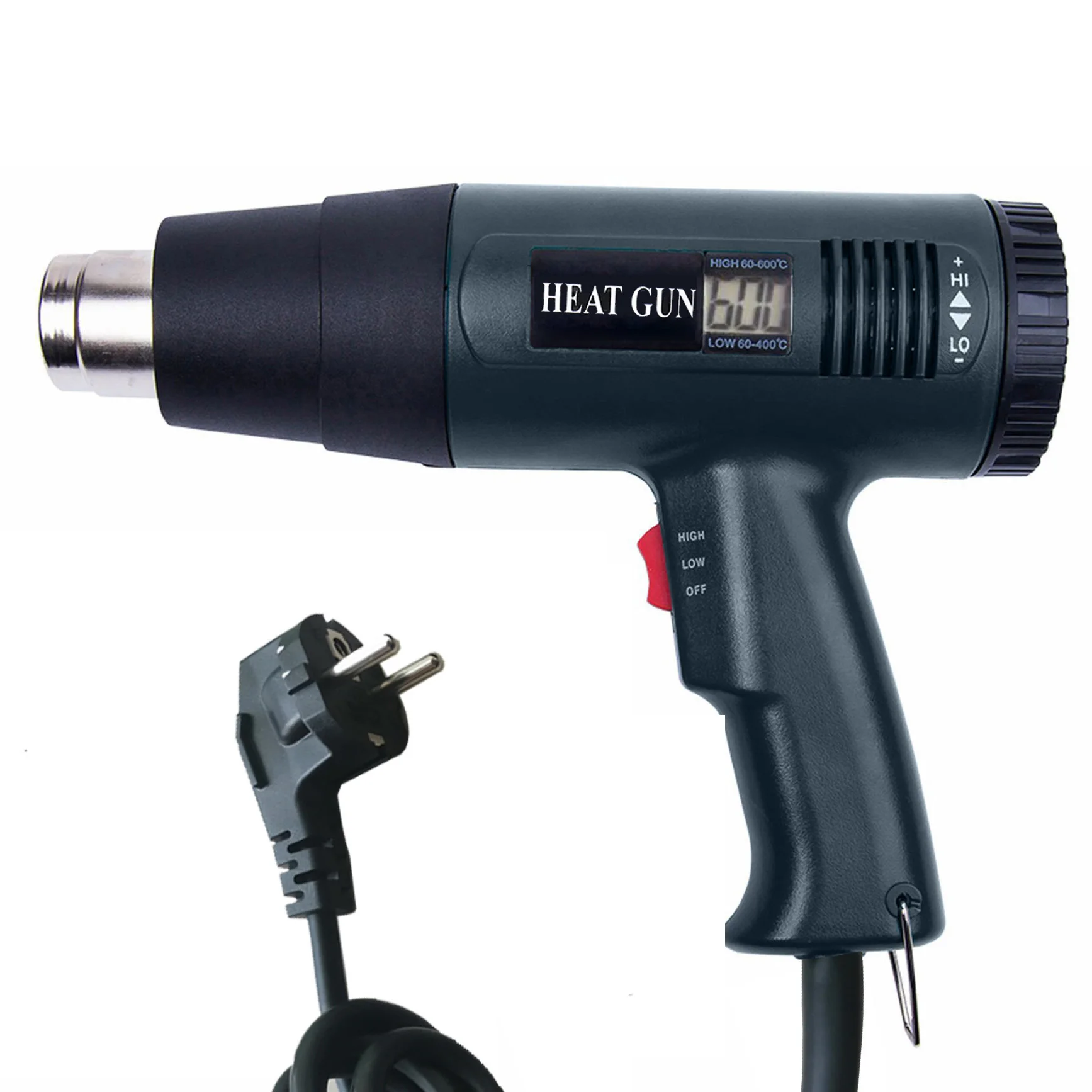 2000W 220V Electric Industrial Grade Heat Hot Air Gun Stepless Adjustable Hair Dryer Car Film Tool EU Plug Digital Display 3