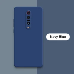 Original Square Liquid Silicone Case - Camera Lens Protective Soft Cute Phone Back Cover for Redmi K20 (Navy Blue)