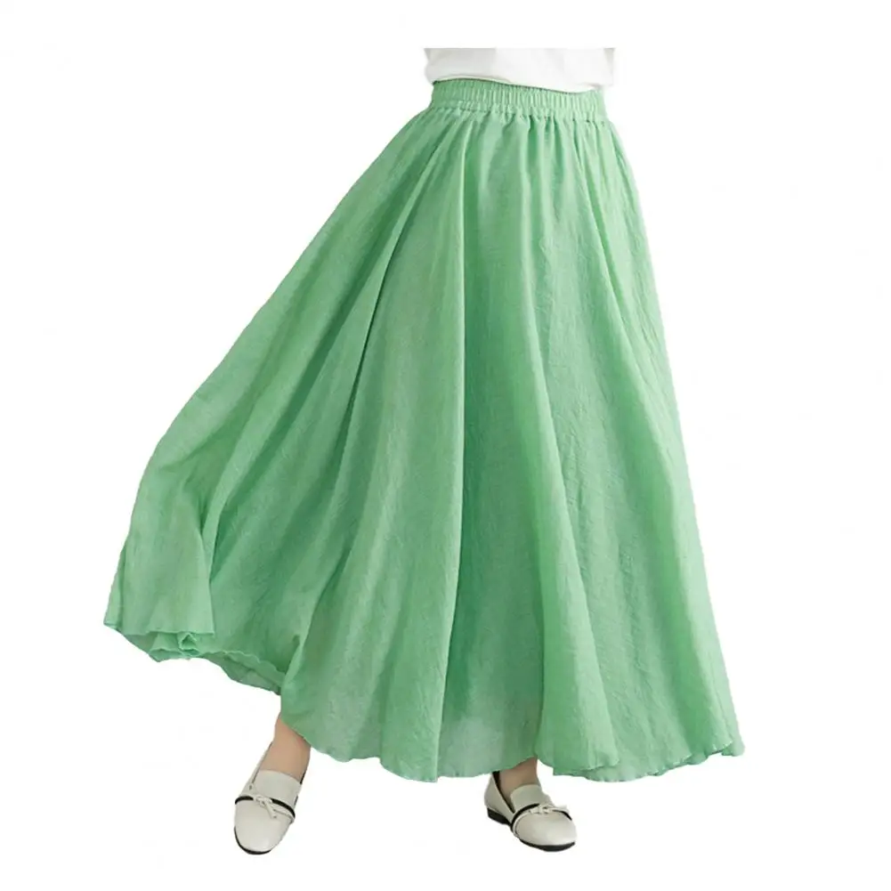 

Summer Women Loose Skirt Elastic High Waist Tulle Long Skirt A-Line Fairy Style Large Hem Skirt 2024 юбка длинная