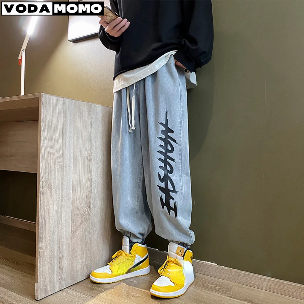 Nuovo Stile Primavera Estate Nero Blu Cargo Jeans Uomo Streetwear Denim Jogger Pantaloni Uomo Baggy Harem Jean Pantaloni Jeans Uomo