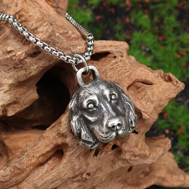 Retro Cute Animal Golden Retriever Pet Puppy Collana Con Ciondolo Per Uomo E Donna Punk Trend Hip-Hop Regalo Di Gioielli Commemorativi