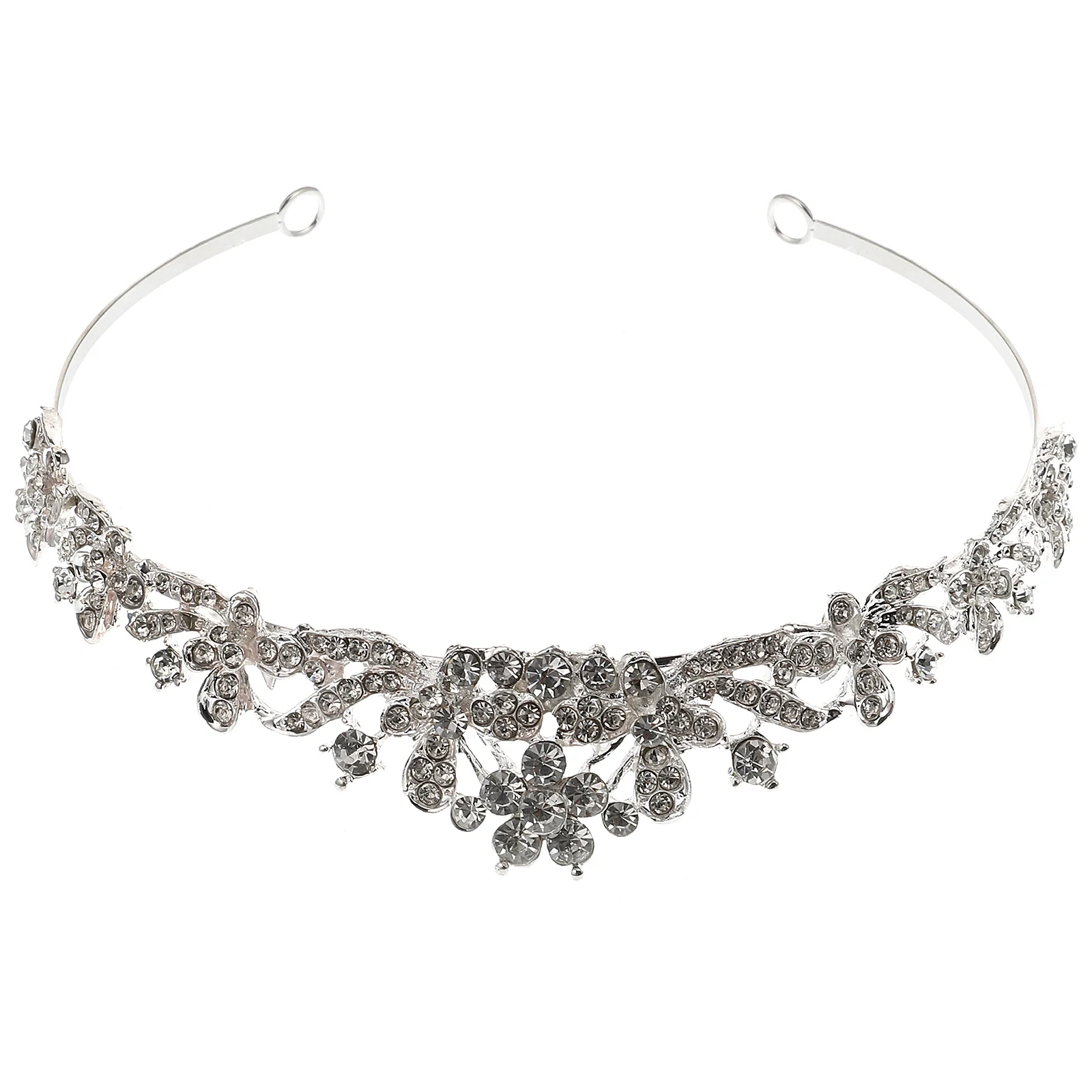 

Wedding Tiara for Bride, Elegant Rhinestone Bridal Flower Tiara Crown Womens Tiara Headband Hair Accessories, Silver
