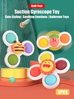 3Pcs Suction Cups Spinning Top Toy For Baby Game Infant Teether Relief Stress Educational Rotating Rattle Bath Toys For Children 1