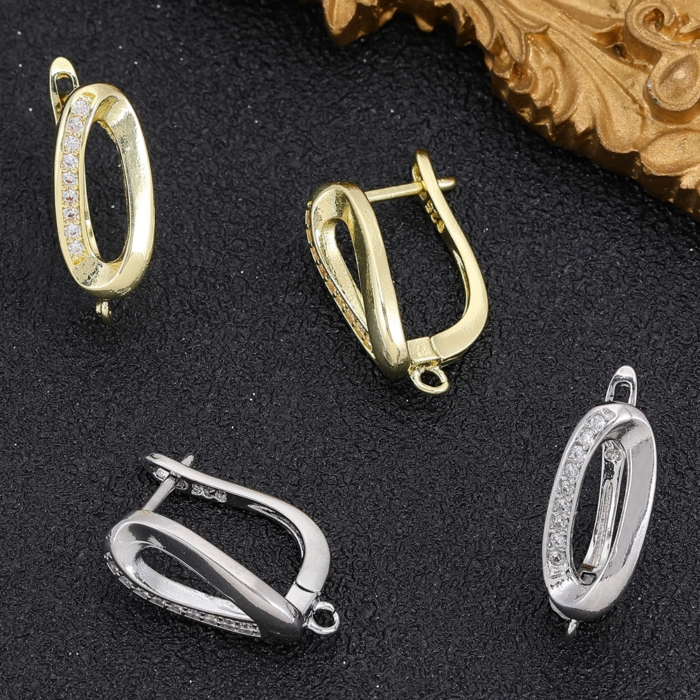 Juya 2 4 teile/los 18 Karat vergoldet cz Verschluss Ohr draht befestigungen Anti-Allergie-Ohrring haken für DIY Frauen shvenzy Herstellung – Detail 2