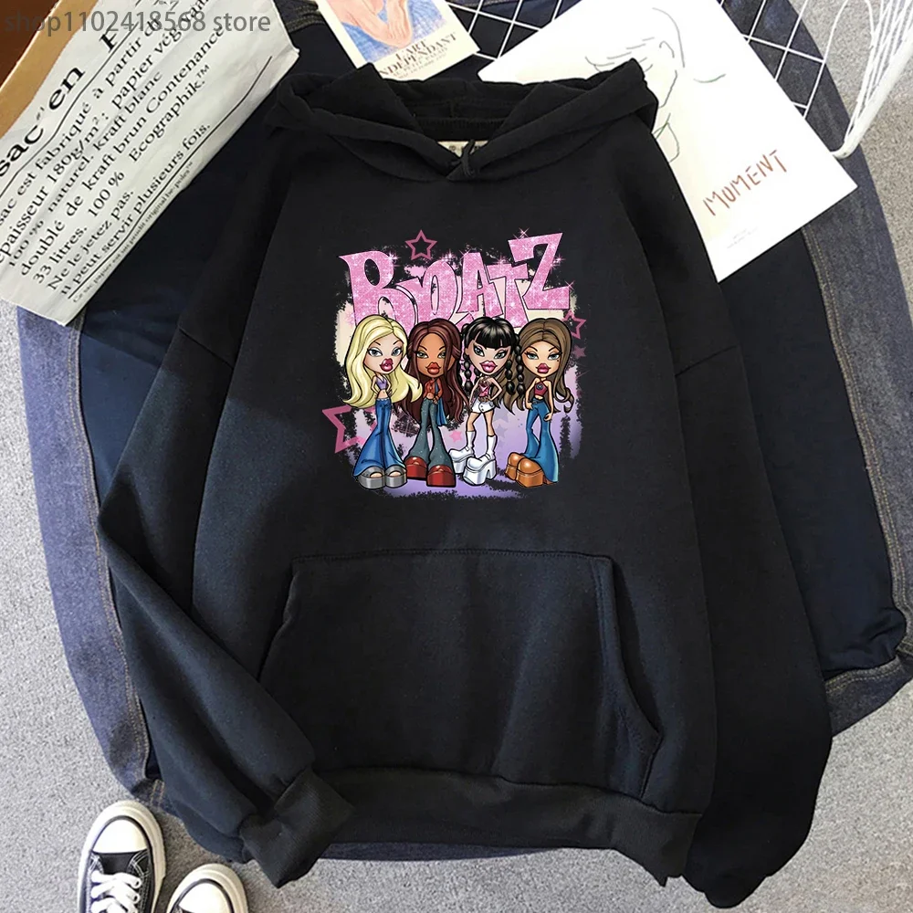 Bratz Letter Girl Sweatshirt with Hooded Womens Sweet Tops Harajuku Fashion Hoodies Casual Long Sleeve Graphic Streetwear Men