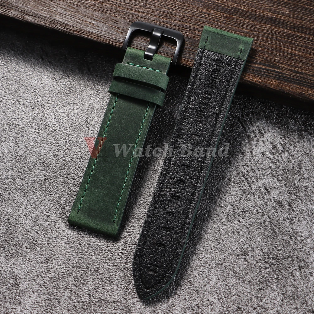 Vintage Sport Leather Watch Band with Stainless Steel Buckle