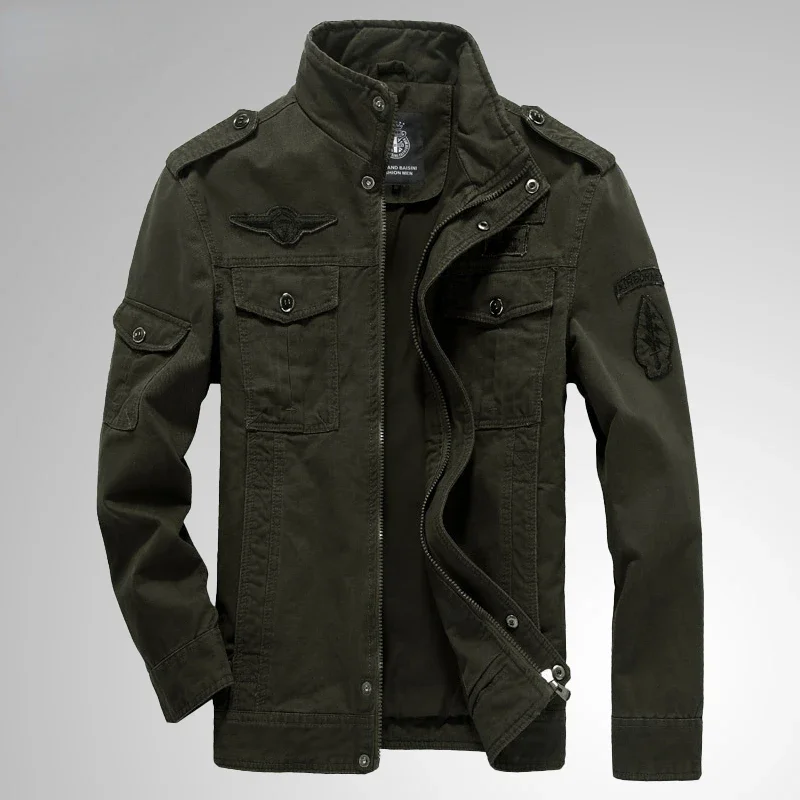 

Tactics Jackets Men's 100%Cotton Mid-length army green Jackets Male Coat Spring Autumn Windbreaker Stand Colla Brand Cargo Outwe