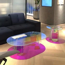 Nordic Transparent Acrylic  Simple Mini Side  Colorful Laser Round Coffee Table Bedroom Bedside Living Room Furniture