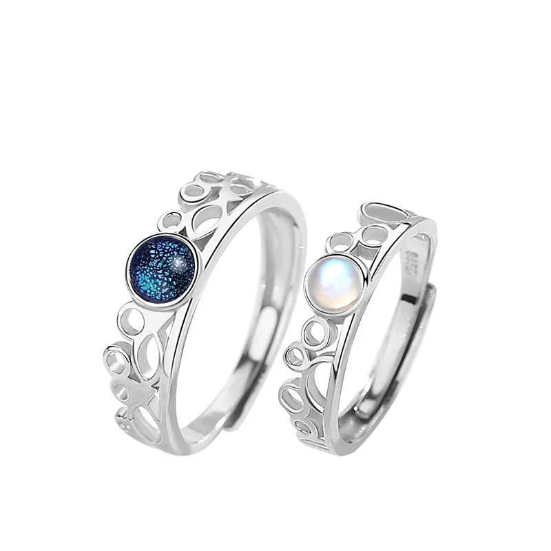 

Authentic 925 Sterling Silver Rings Embrace each other Crystal Adjustable Lovers Open Ring For Wedding Party Jewelry Gift