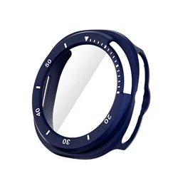 Enhanced Protective Case with Tempered Glass for Galaxy Watch 8 Classic - 46mm (Midnight Blue White)