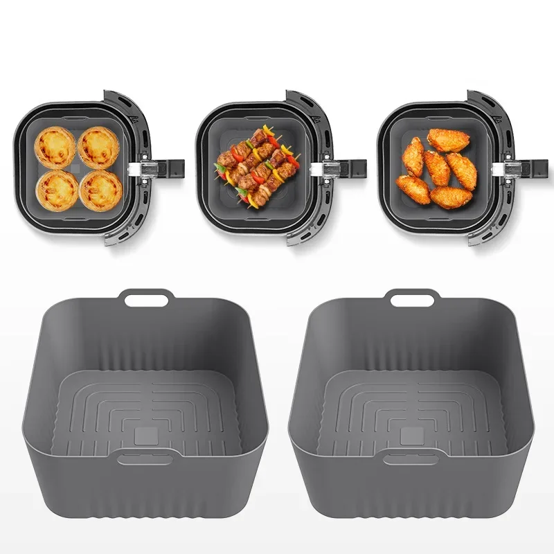 17cm Air Fryer Silicone Baking Tray Mould Reusable Compatibility Airfryer Liner Kitchen Accessories Pizza Fried Chicken Basket